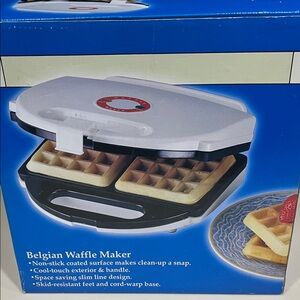 Belgian Waffle Maker with Non-Stick Surface - White